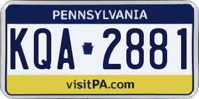 PA license plate KQA2881