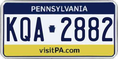 PA license plate KQA2882