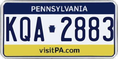 PA license plate KQA2883