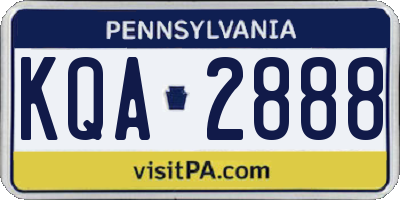 PA license plate KQA2888