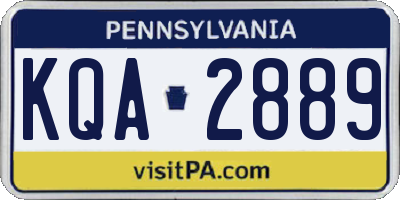 PA license plate KQA2889