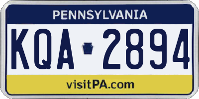 PA license plate KQA2894