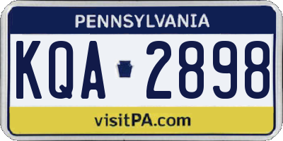 PA license plate KQA2898