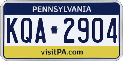 PA license plate KQA2904