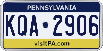 PA license plate KQA2906