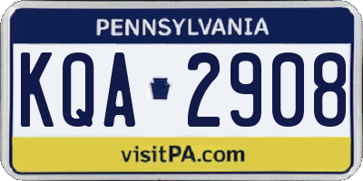 PA license plate KQA2908