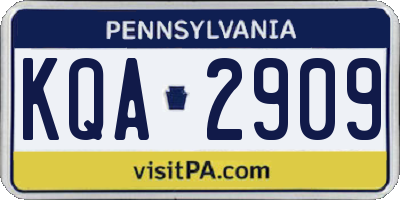 PA license plate KQA2909