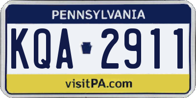 PA license plate KQA2911