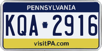PA license plate KQA2916