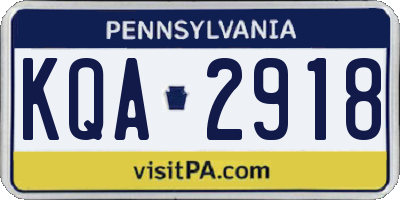 PA license plate KQA2918