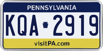 PA license plate KQA2919
