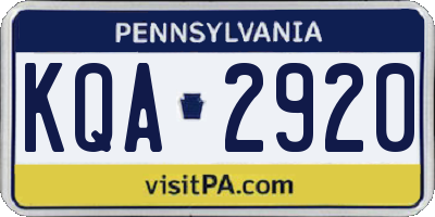 PA license plate KQA2920