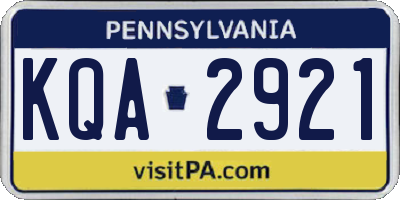 PA license plate KQA2921
