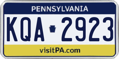 PA license plate KQA2923