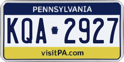 PA license plate KQA2927