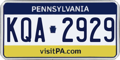 PA license plate KQA2929