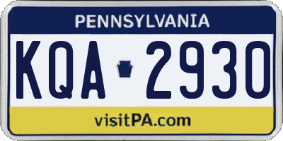 PA license plate KQA2930