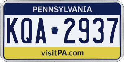 PA license plate KQA2937