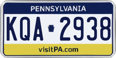 PA license plate KQA2938