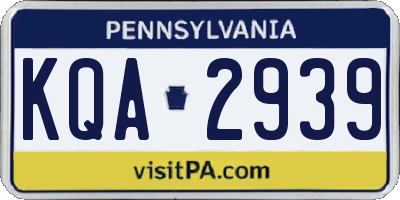 PA license plate KQA2939
