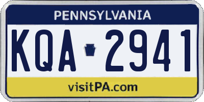 PA license plate KQA2941