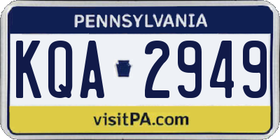 PA license plate KQA2949