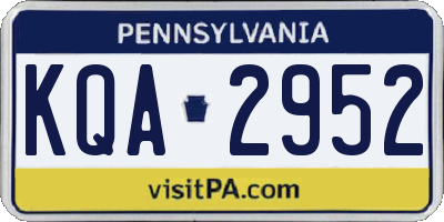 PA license plate KQA2952