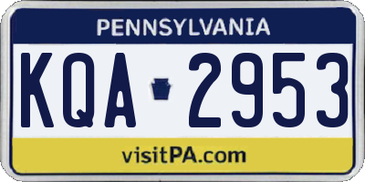 PA license plate KQA2953