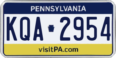 PA license plate KQA2954