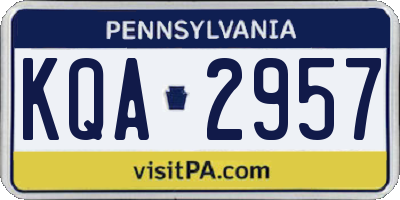 PA license plate KQA2957