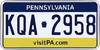 PA license plate KQA2958