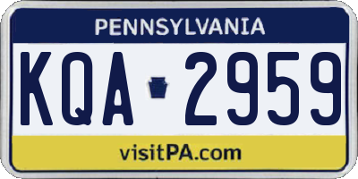 PA license plate KQA2959