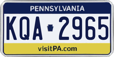 PA license plate KQA2965