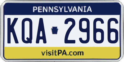 PA license plate KQA2966