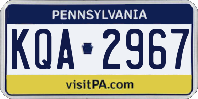 PA license plate KQA2967