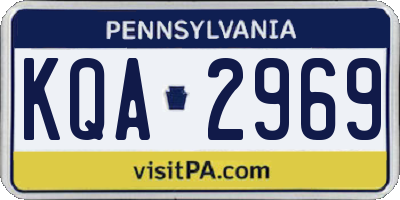 PA license plate KQA2969