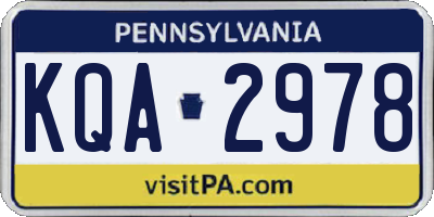 PA license plate KQA2978