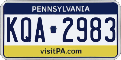 PA license plate KQA2983