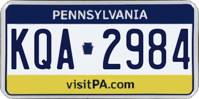PA license plate KQA2984