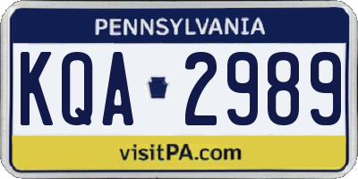 PA license plate KQA2989