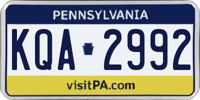 PA license plate KQA2992
