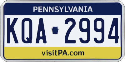 PA license plate KQA2994