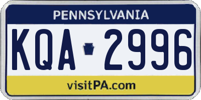 PA license plate KQA2996
