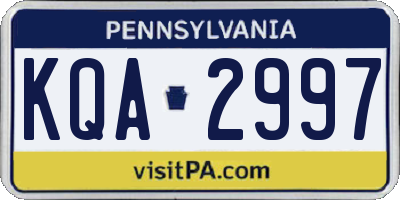 PA license plate KQA2997