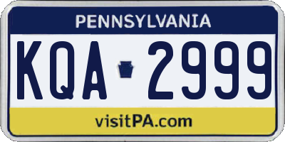 PA license plate KQA2999