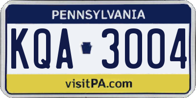 PA license plate KQA3004