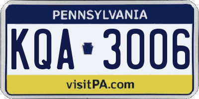 PA license plate KQA3006