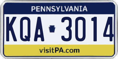 PA license plate KQA3014