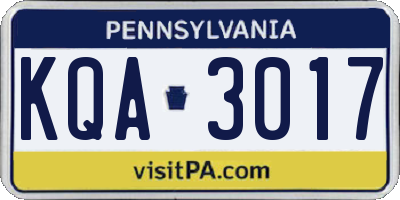 PA license plate KQA3017