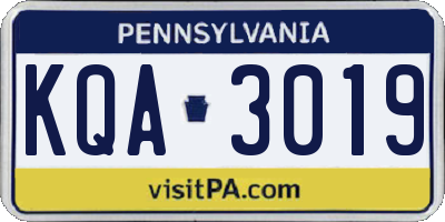 PA license plate KQA3019